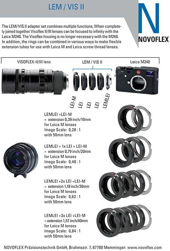NovoflexLEMVISIIadapterset 1 - Adaptador Novflex LEM/VISII: objetivos Visoflex y anillo macro para la Leica M (#240)